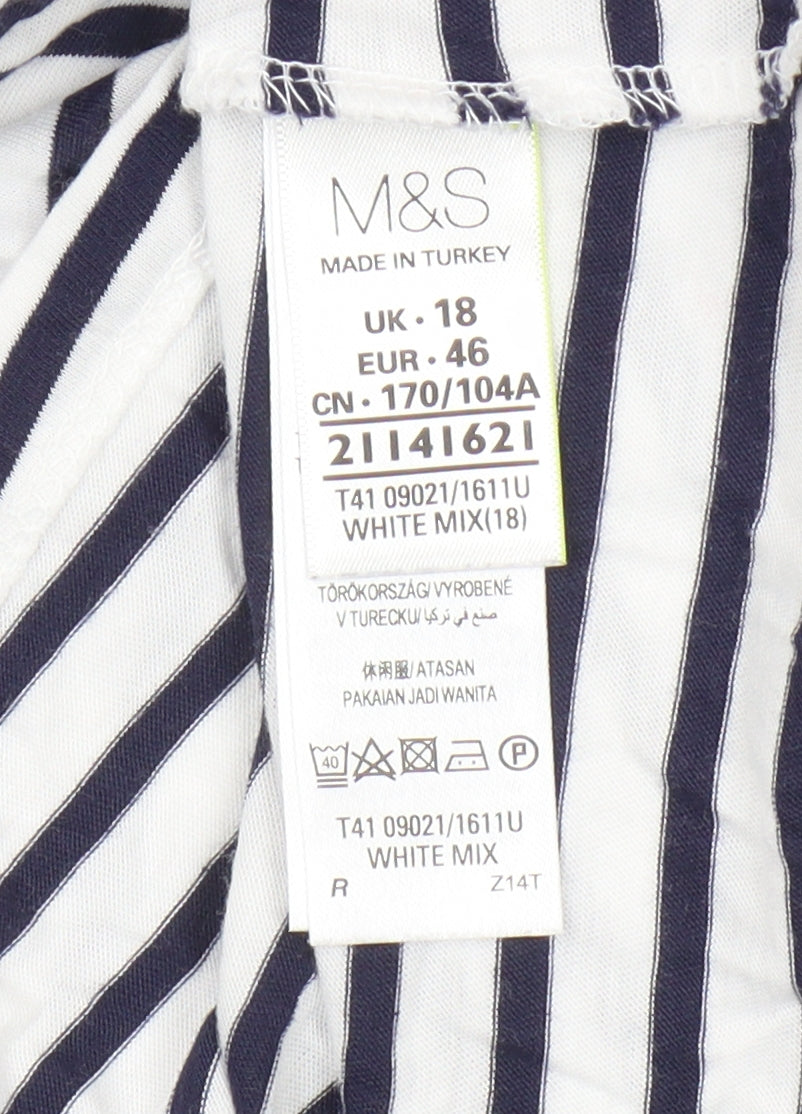 Marks & Spencer Women's Striped 3/4 Sleeve T-Shirt