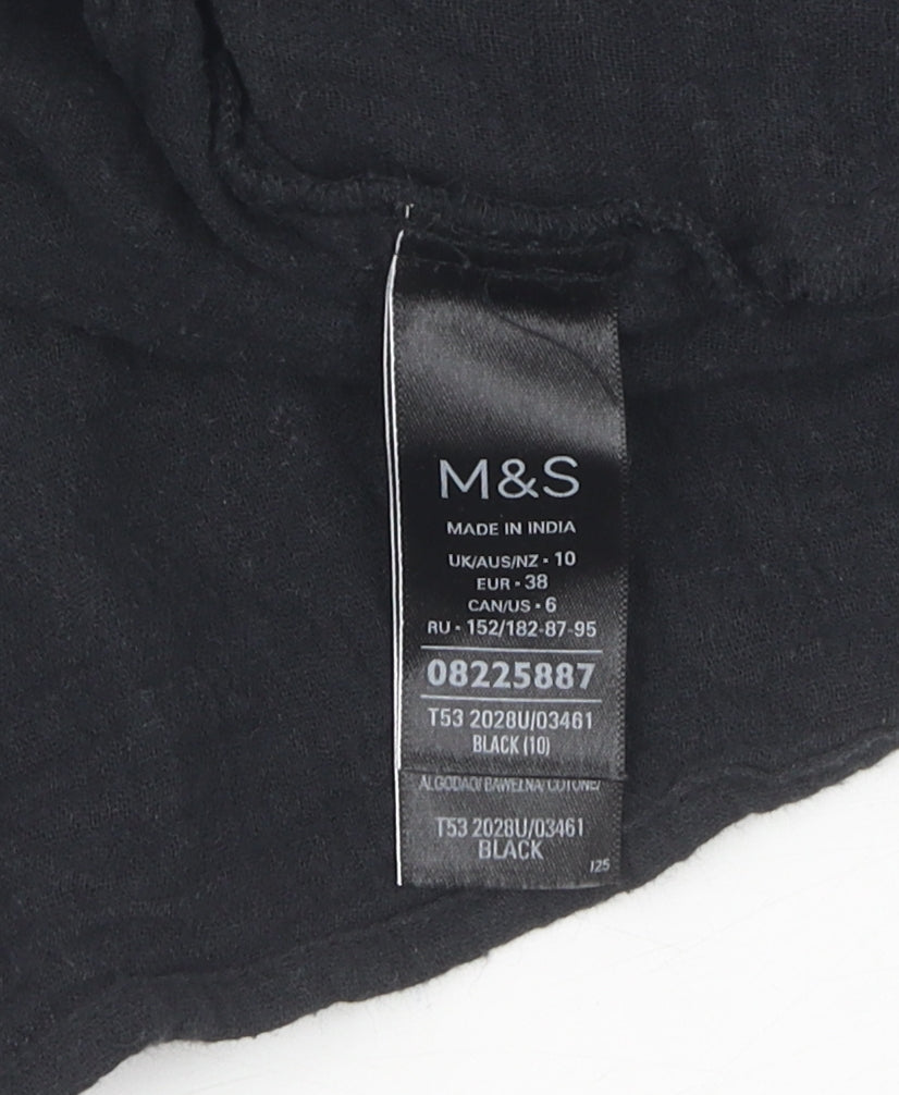 Marks & Spencer Black Cotton Top, Size 10