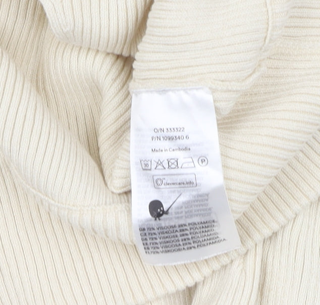 Monki Women's Ivory V-Neck Pullover Jumper, Medium