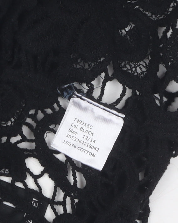 Izabel London Women's Black Crochet Blouse Size 12/14