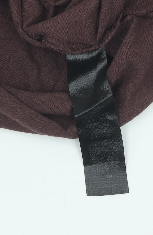 Collusion Men's Brown Cotton Logo T-Shirt - M