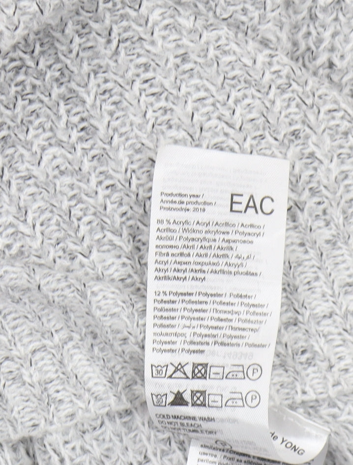 JACQUELINE de YONG Women's Grey V-Neck Pullover Jumper - L