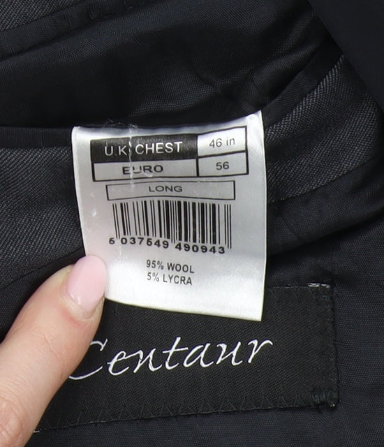 Centaur Men's Grey Blazer, Size 46L, Formal Long Wool Jacket