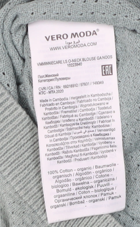 Vero Moda Women's Green XS Cotton Pullover Jumper