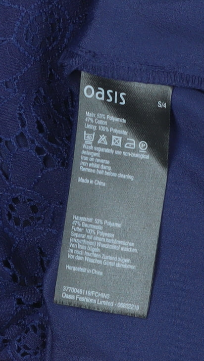 Oasis Women's Blue Lace Knee Length Sleeveless Dress