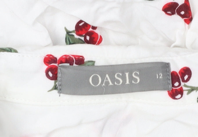 Oasis Women's White Floral Button-Up Long Sleeve Shirt