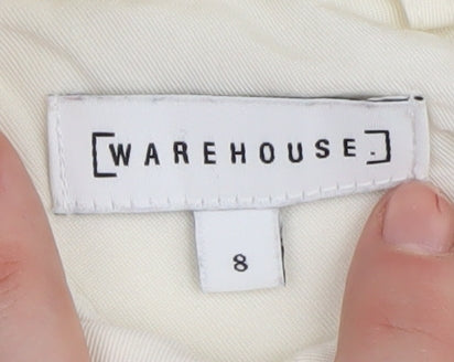 Warehouse Women's White Button-Up Shirt Size 8