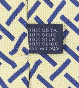 Jules B Men’s Yellow Blue Geometric Silk Tie
