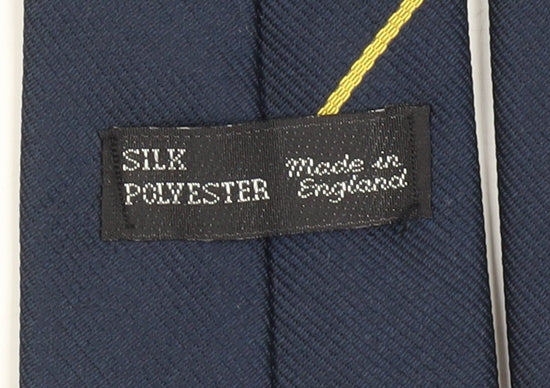 Men's Blue Silk Polyester Embroidered Logo Tie