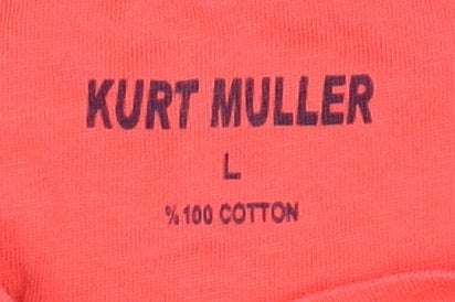 Kurt Muller Men’s Red Cotton T-Shirt, L, Solid Logo
