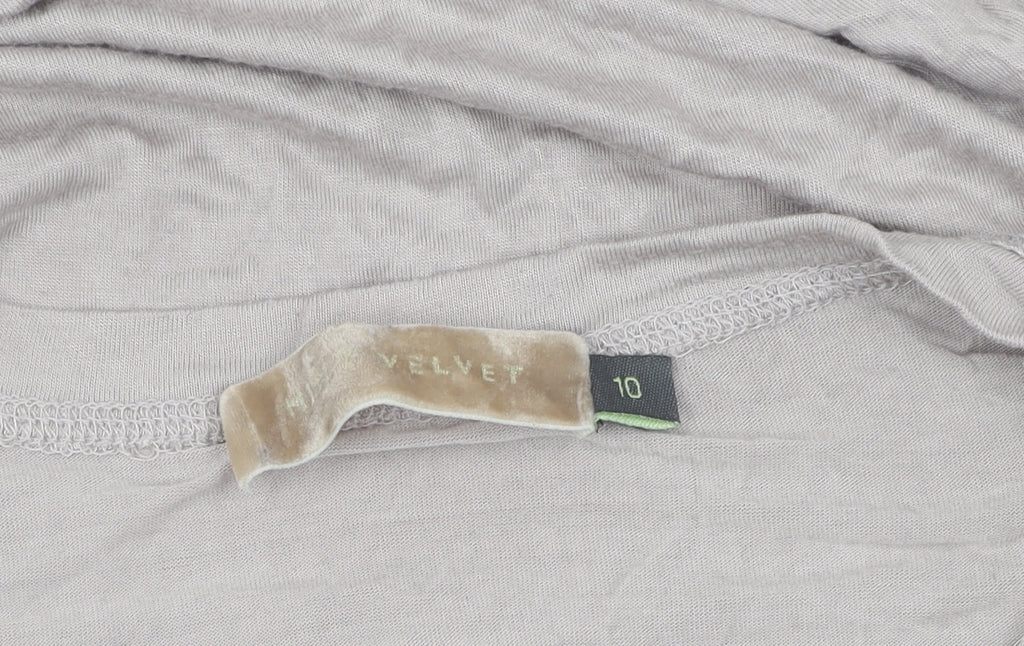 Velvet Women Beige Long Sleeve Basic T-Shirt Size 10