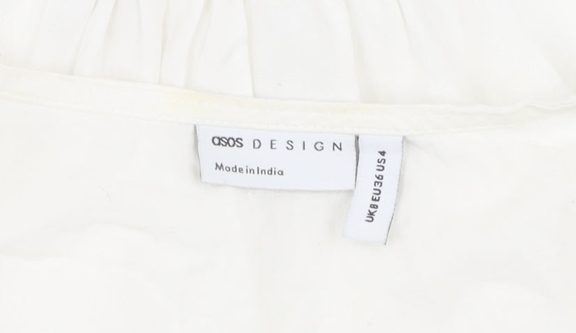 ASOS DESIGN Women's White V-Neck Shirt Dress Size 8