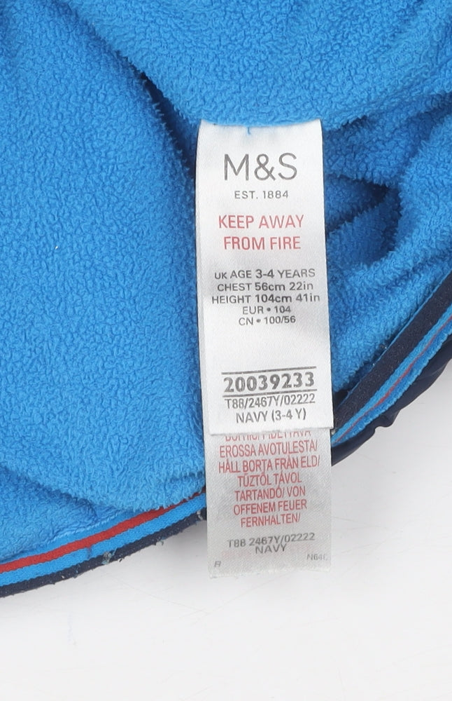 Marks and Spencer Boys Blue Puffer Jacket 3-4 Years Winter
