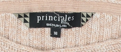 Principles Women's Beige Cable-Knit Pullover Jumper Size 16