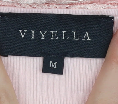 Viyella Women's Pink Lace Blouse M Classic Casual
