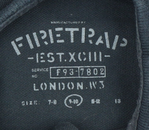 Firetrap Boys Polo Shirt Black 9-10 Years Button Down Collar