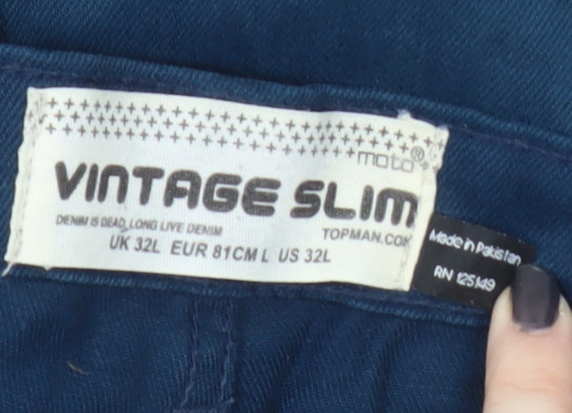 Topman Men's Blue Slim Vintage Jeans Size L