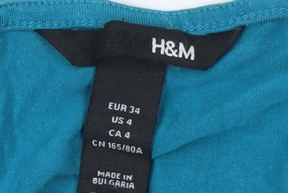 H&M Women's Blue Wrap Dress, Size 6, Knee Length