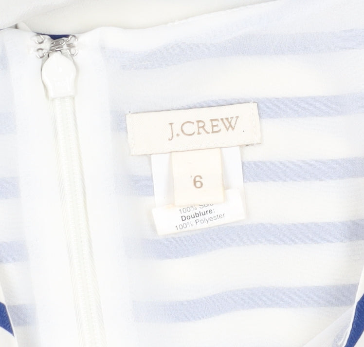 J.Crew Women's Blue Striped Silk Sheath Dress Size 6