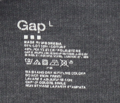 Gap Men's Grey Henley Sweatshirt L - Cotton Blend