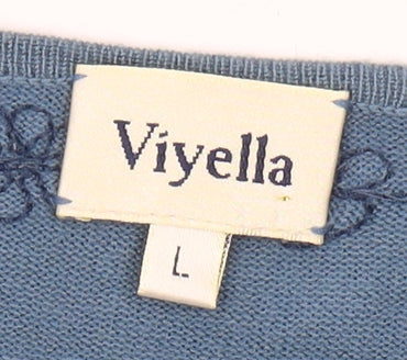 Viyella Women's Blue Embroidered Pullover Jumper L