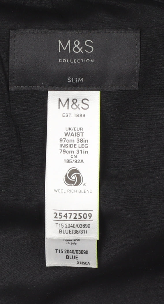 Marks & Spencer Men's Blue Slim Dress Pants