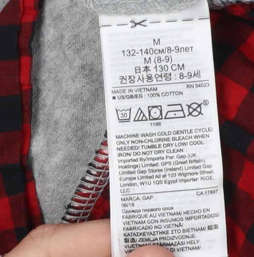 Gap Girls Grey Hoodie Pullover 8-9 Years Check Pattern