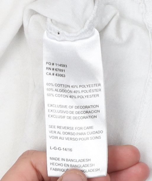 Boys White T-Shirt, 11-12 Years, Casual Basic Crew Neck