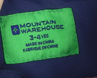 Mountain Warehouse Boys Blue Waterproof Jacket Size 3-4 Years