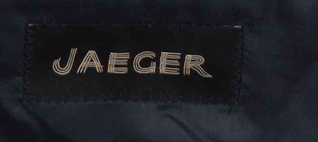 Brand and care label for Jaeger Men's Blue Blazer, size 40R, Regular Fit
