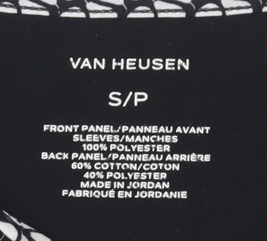 Van Heusen Women's Black Geometric T-Shirt - Size S