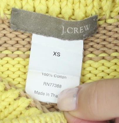 J.Crew Womens XS Striped Yellow Beige Pullover Jumper