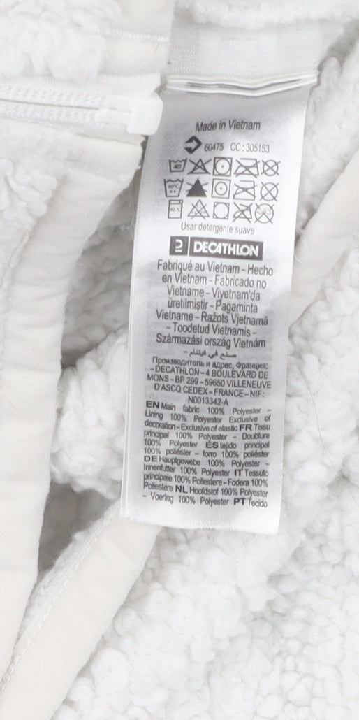 Decathlon Women's White Hooded Fleece Jacket Size 2