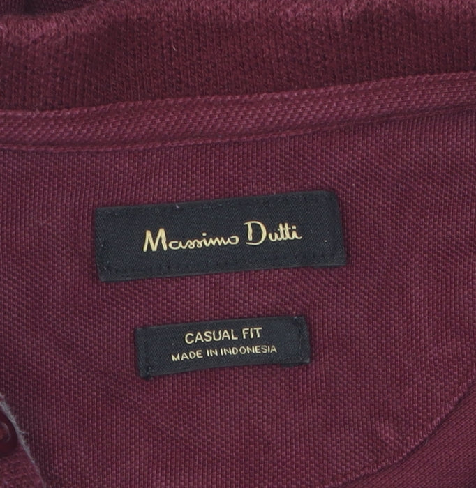 Massimo Dutti Unisex Maroon Polo Size L Classic Fit