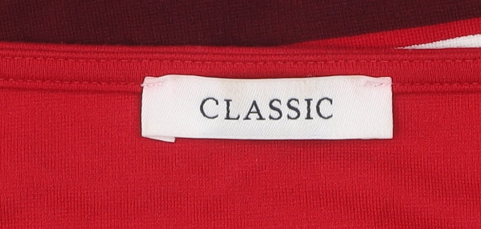 Marks & Spencer Women's Red Striped T-Shirt Size 14