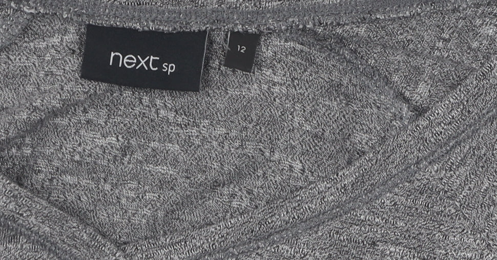 Next Women's Grey V-Neck Relaxed 3/4 Sleeve T-Shirt