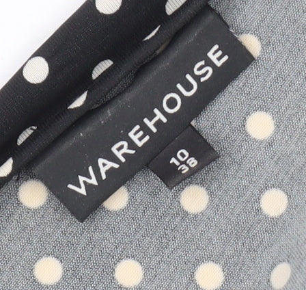Warehouse Women's Black Polka Dot Wrap Dress Size 10