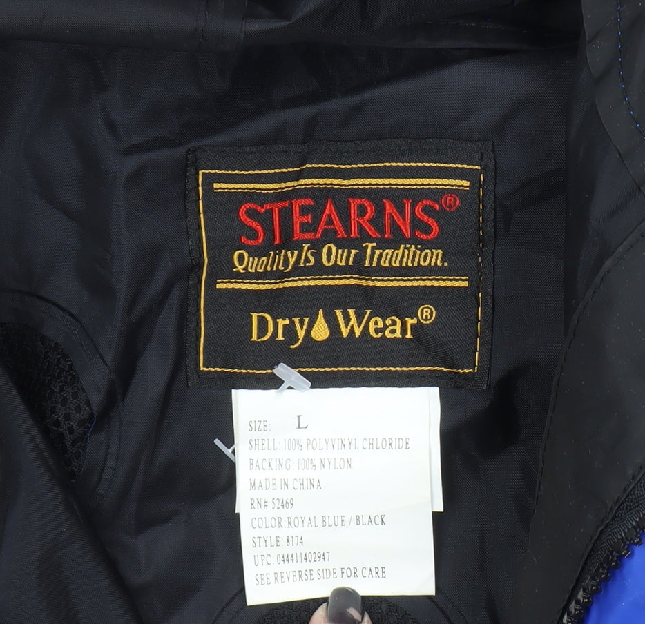 Stearns Men's Blue Waterproof Hooded Rain Jacket L