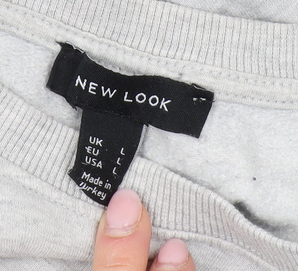New Look Women's Grey Paris Pullover Sweatshirt L