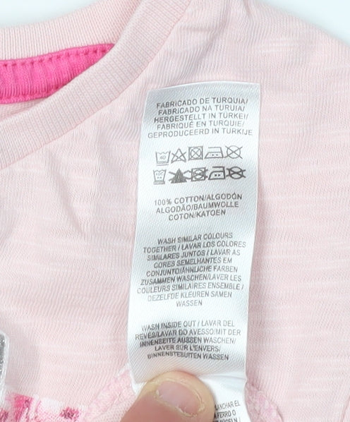 Brand and care label for Despicable Me girls’ pink minions t-shirt 6-7 years