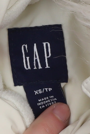 GAP Women's Ivory XS Puffer Waistcoat Hoodie Winter
