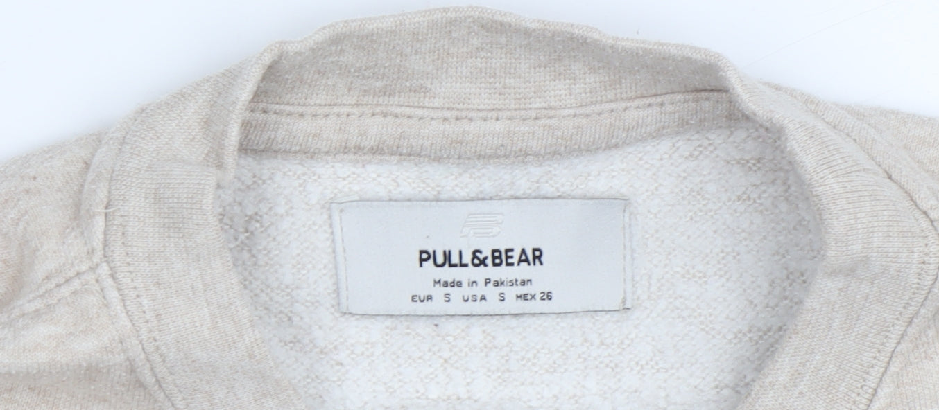 Pull&Bear Women's Beige S Casual Pullover Sweatshirt