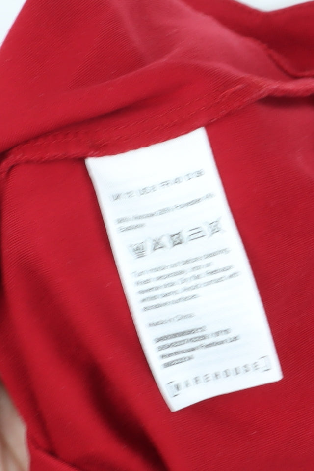 Warehouse Women's Red Sheath Dress, Size 12, Scallop Detail
