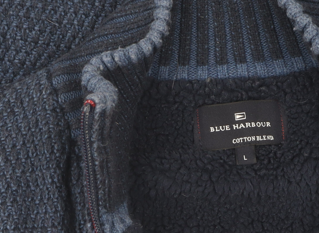 Marks & Spencer Men's Blue Full Zip Jumper L