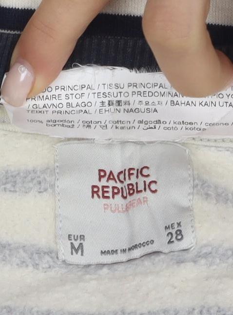 Pacific Republic Unisex Ivory Striped Medium Sweatshirt