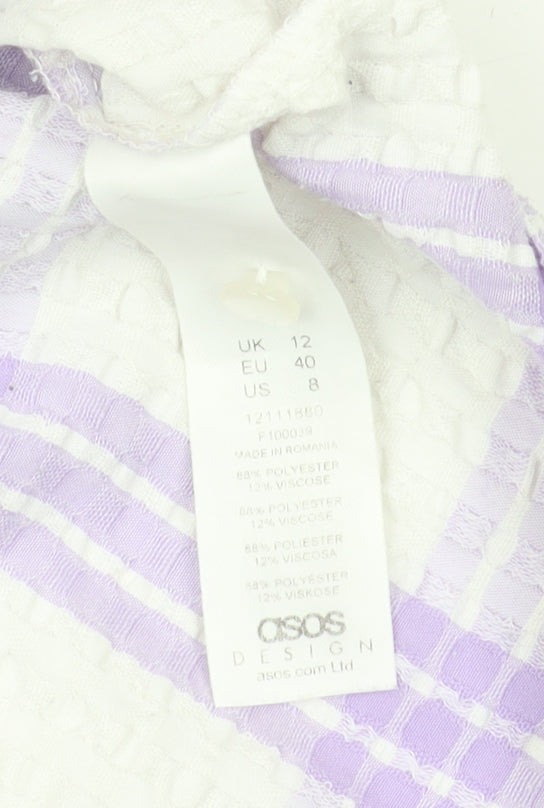 ASOS DESIGN Women's Multicoloured Plaid Cropped Blouse Size 12
