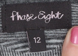 Phase Eight Women's Grey Striped Tunic Jumper Size 12