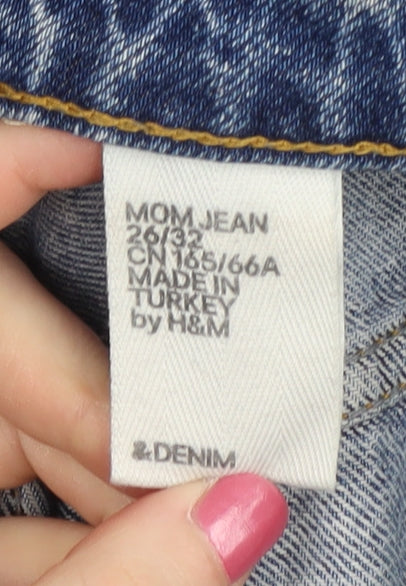 H&M Women’s Blue Mom Jeans, Size 26/32, Relaxed Fit