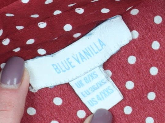 Blue Vanilla Women's Red Polka Dot Shirt Dress XS