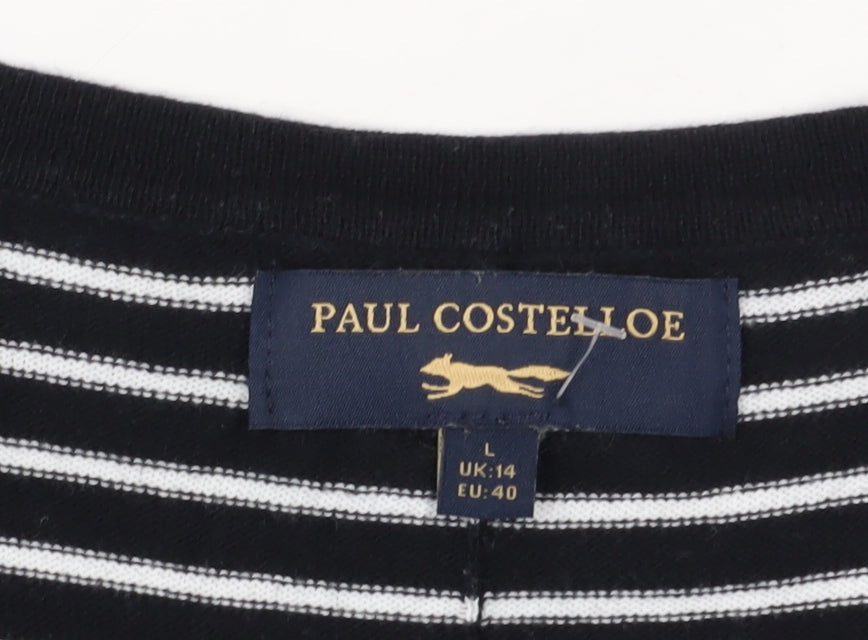 Paul Costelloe Women's Black Striped Pullover Jumper